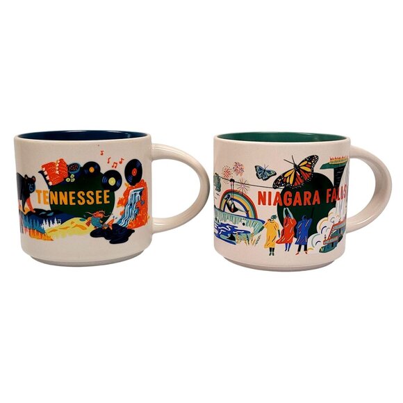 Starbucks Discovery Series Lot 2 Tennessee 2024 Niagara Falls 2024 Mugs 14 oz - Picture 1 of 7